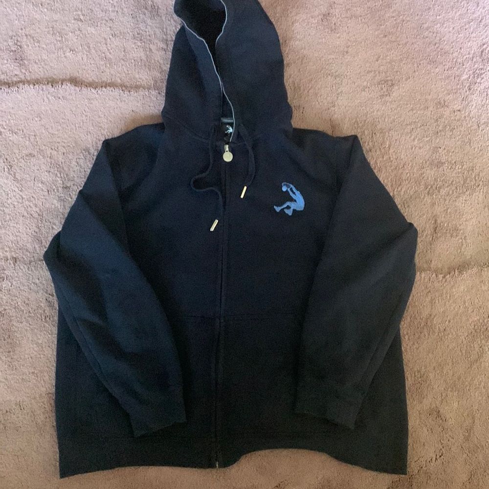 Shaq Dunkman Mens Black Full Zip Hoodie Sweatshirt XL Blue Logo